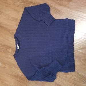 (M) Luukse Cable Design Oversized Solid Color Crew Neck Sweater